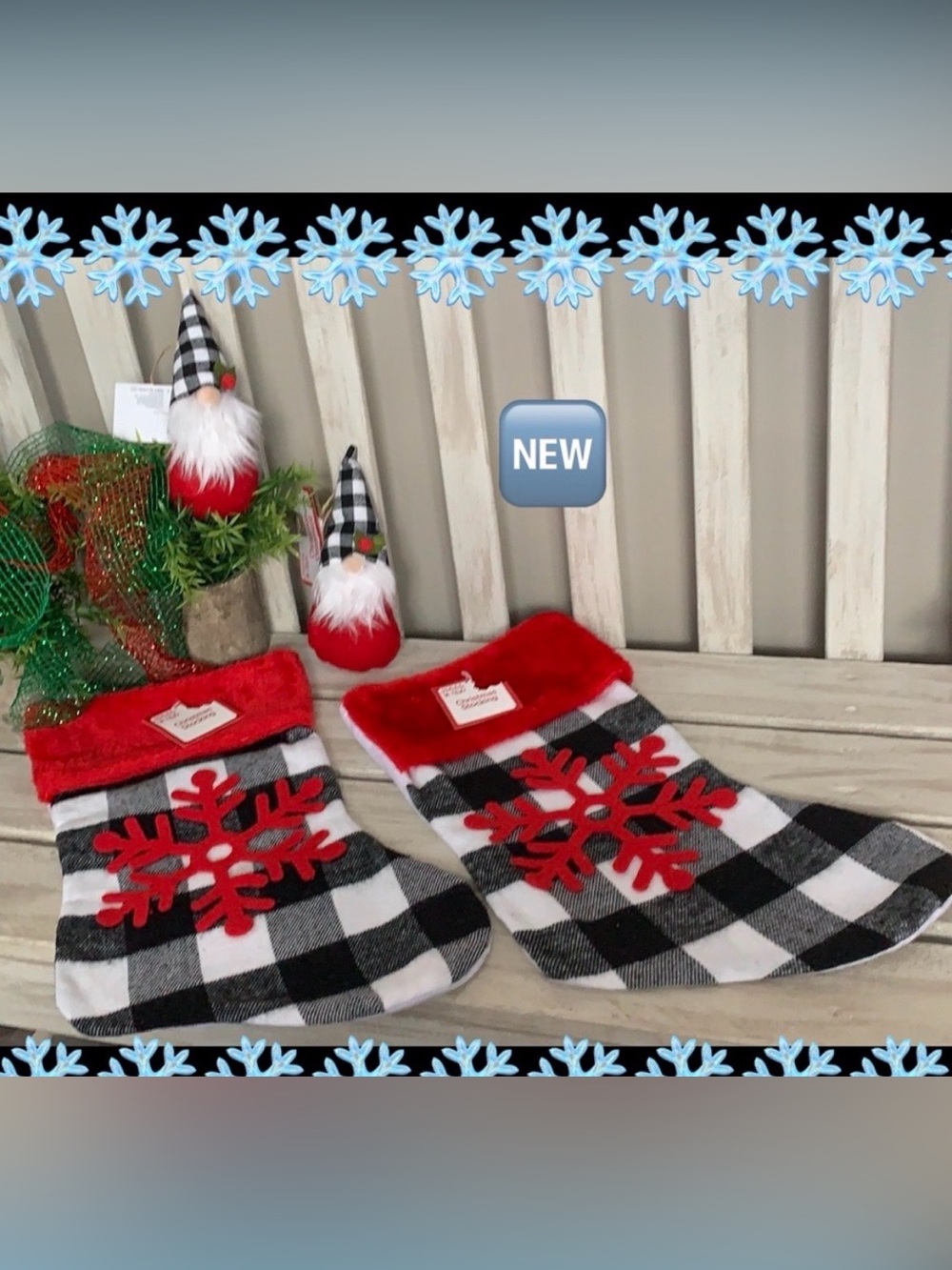 Clearance Gnomes Stocking Set w/ 2 Gnome Plush Christmas Ornaments 🎄🆕🎄